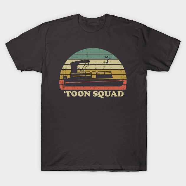 Pontoon Boat Toon Squad Vintage Retro T-Shirt by Bigfinz